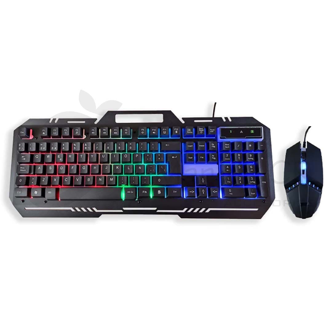 Mouse y teclado gaming retro iluminado luces rgb