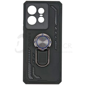 Estuche para celular Motorola Edge 50 Pro reforzado negro de dos piezas con soporte