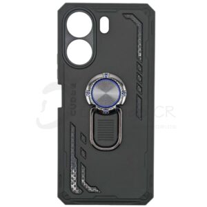 Estuche para celular Xiaomi Redmi 13C Poco C65 reforzado negro de dos piezas con soporte
