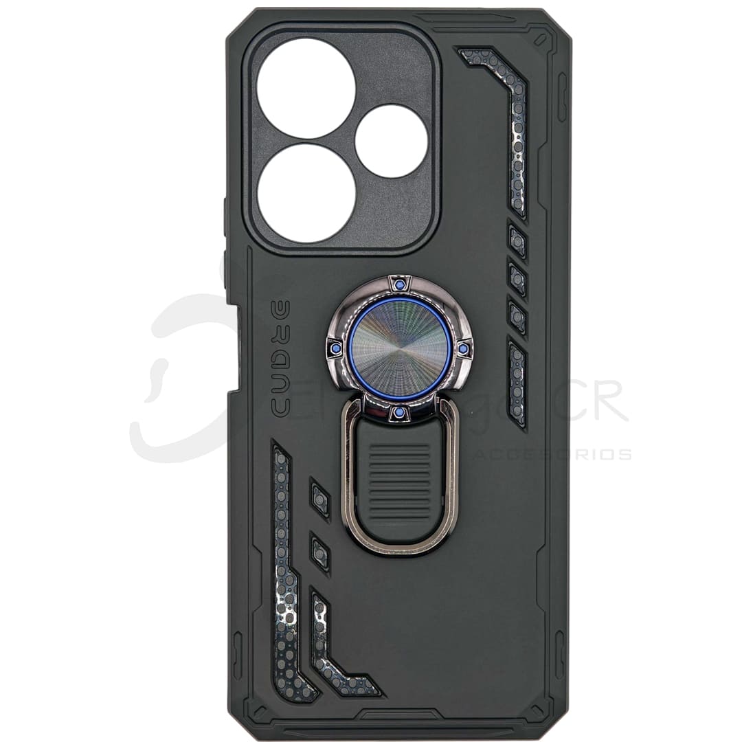 Estuche para celular Xiaomi Redmi 13 reforzado negro de dos piezas con soporte