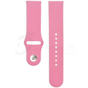 Banda de silicón para reloj inteligente con pin 20mm 22mm color rosa.