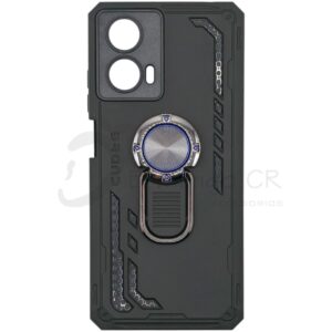 Estuche para celular Motorola G24 Motorola G04 Motorola E14 reforzado negro de dos piezas con soporte