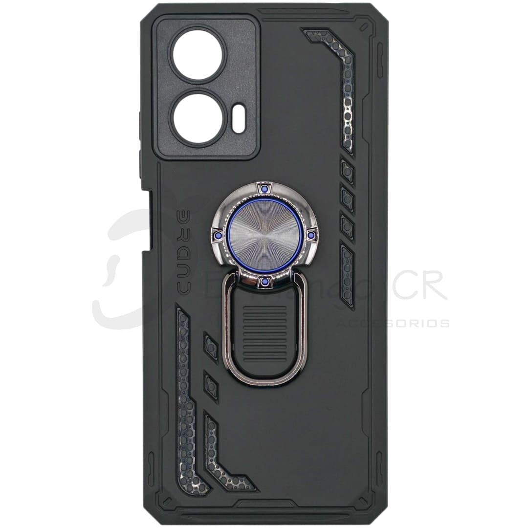 Estuche para celular Motorola G24 Motorola G04 Motorola E14 reforzado negro de dos piezas con soporte