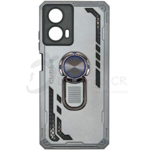 Estuche para celular Motorola G24 Motorola G04 Motorola E14 reforzado gris de dos piezas con soporte