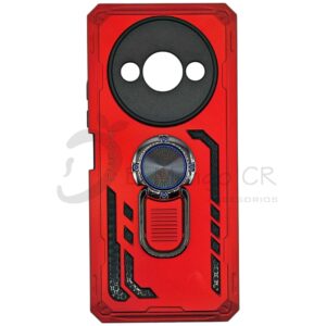 Estuche para celular Xiaomi Redmi A3 reforzado rojo de dos piezas con soporte