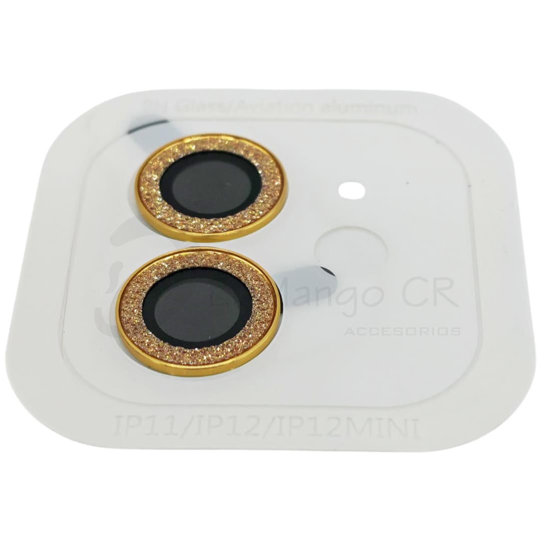 Vidrio temperado para camara de iPhone 11 iPhone 12 iPhone 12 Mini escarchado color dorado
