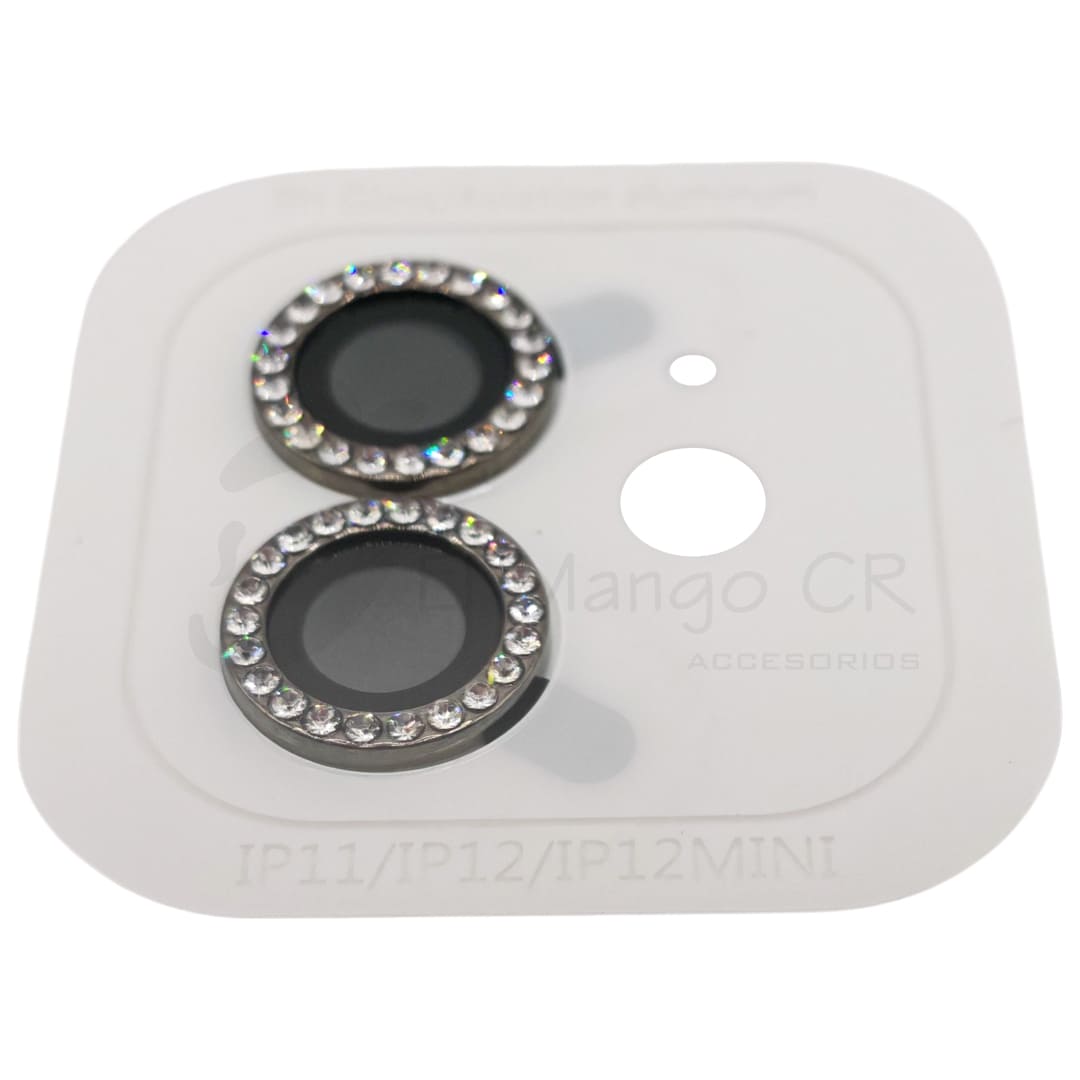 Vidrio temperado para camara de iPhone 11 iPhone 12 iPhone 12 Mini perlado color negro
