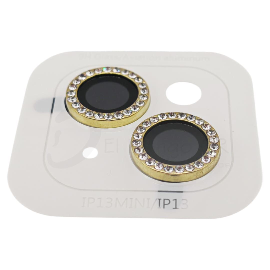Vidrio temperado para camara de iPhone 13 iPhone 13 Mini perlado color dorado