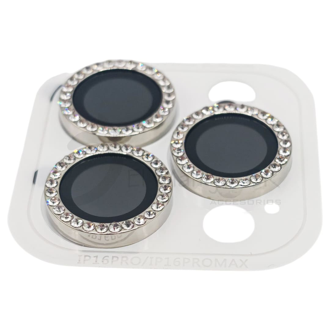 Vidrio temperado para camara de iPhone 16 Pro iPhone 16 Pro Max perlado color plateado