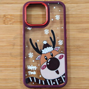 Estuche para celular Apple iPhone 13 Pro transparente reno navideño