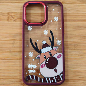 Estuche para celular Apple iPhone 15 Pro Max transparente reno navideño