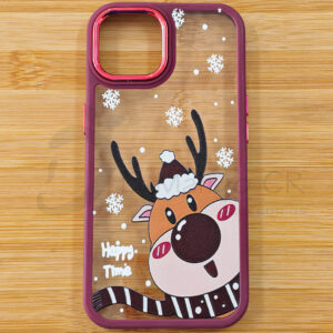 Estuche para celular Apple iPhone 15 transparente reno navideño