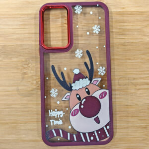 Estuche para celular Samsung A34 transparente reno navideño
