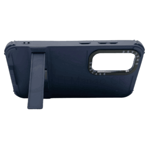 Estuche para celular A14 Samsung resistente a golpes dos piezas con soporte azul con negro