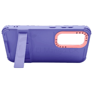 Estuche para celular S23 Ultra Samsung resistente a golpes dos piezas con soporte lila con rosa