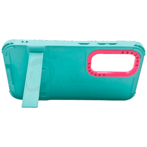 Estuche para celular S23 Ultra Samsung resistente a golpes dos piezas con soporte menta con rosa