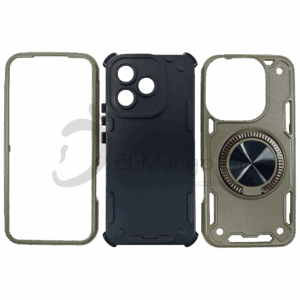 Estuche para celular Honor 400 Lite resistente a golpes tres piezas con soporte verde musgo