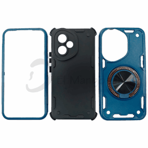 Estuche para celular Honor 400 resistente a golpes tres piezas con soporte azul oscuro