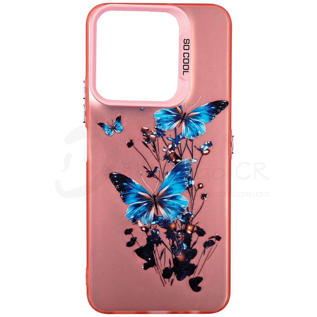 Estuche para celular Honor X6C diseño mariposas brillante
