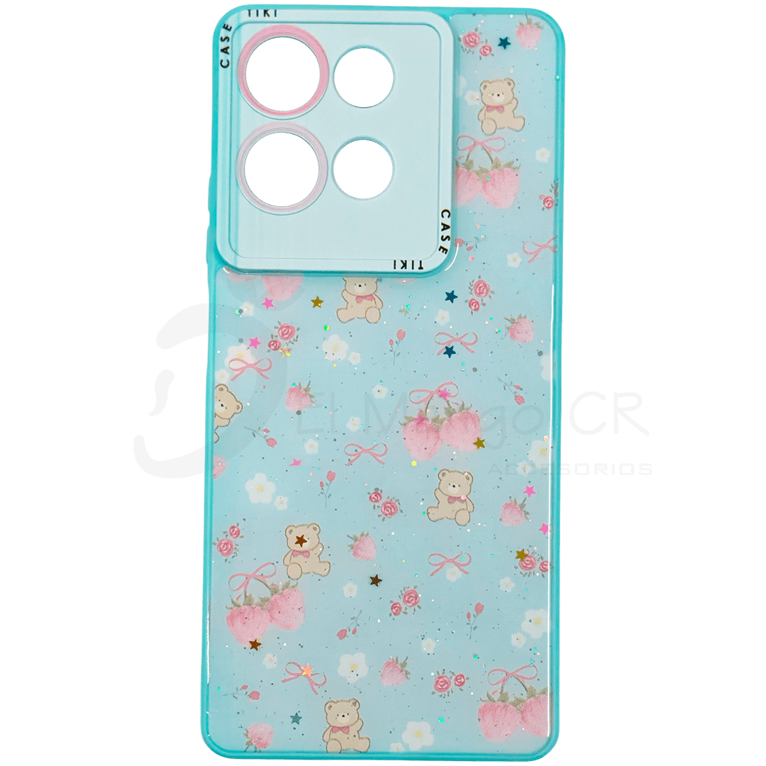 Estuche para celular Motorola G75 diseño osos y fresas brillante