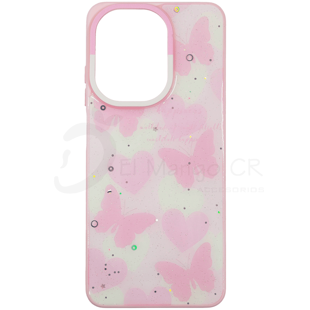 Estuche para celular Xiaomi Redmi A5 diseño mariposas brillante