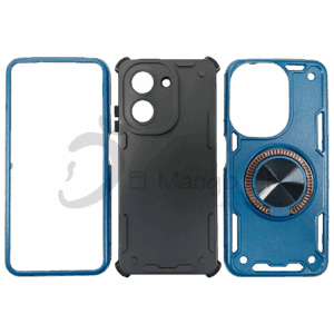 Estuche para celular Xiaomi Redmi A5 resistente a golpes tres piezas con soporte azul oscuro
