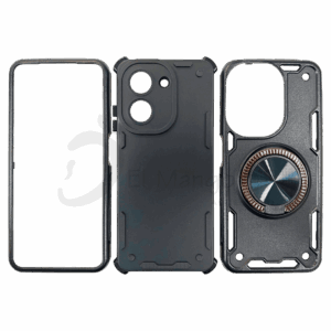 Estuche para celular Redmi A5 Xiaomi resistente a golpes tres piezas con soporte negro