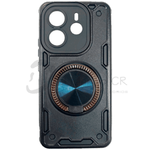 Estuche para celular Redmi Note 14 Xiaomi resistente a golpes tres piezas con soporte negro
